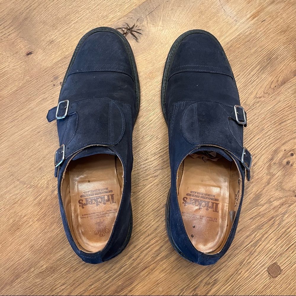Trickers RUFUS Blue Suede Double Monk UK 9.5 Fit A - US 10.